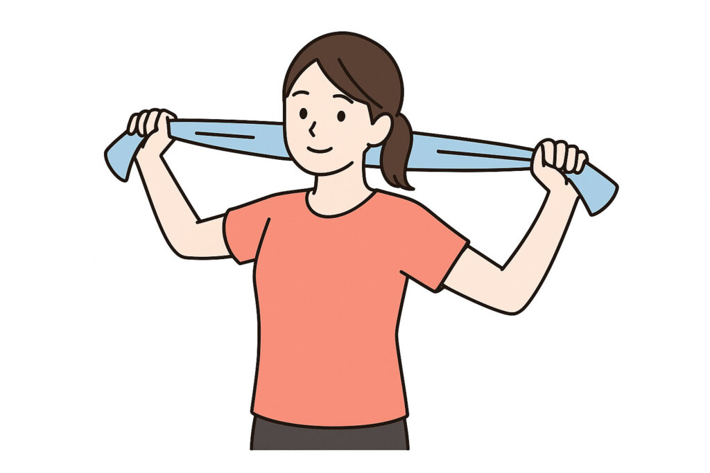 背中のお肉を落とすストレッチをする女性