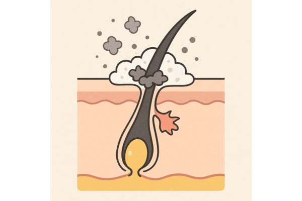 髪の毛に汚れがたまったイメージ