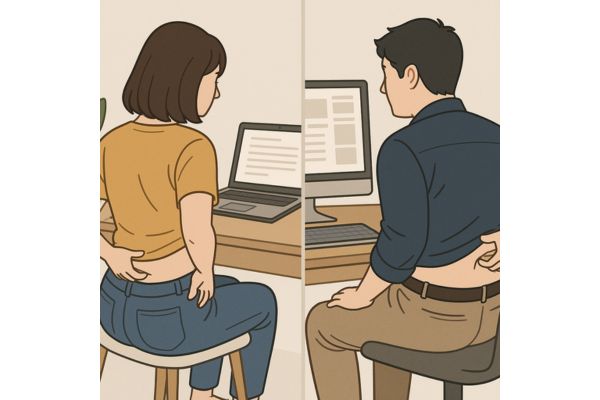 在宅勤務(リモートワーク)での体形を気にするイラスト