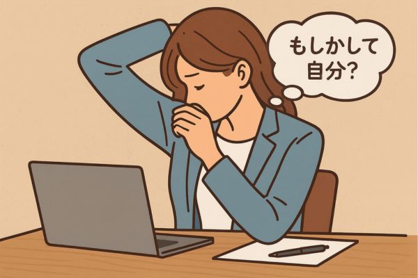勤務中に自分の汗の匂いを気にする人のイラスト