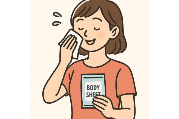 ボディシートで汗を拭いて匂いを抑える
